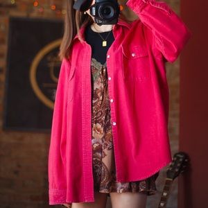 Big Mac 2XL Vintage Red Chamois Cloth, cozy oversized button up cotton shirt